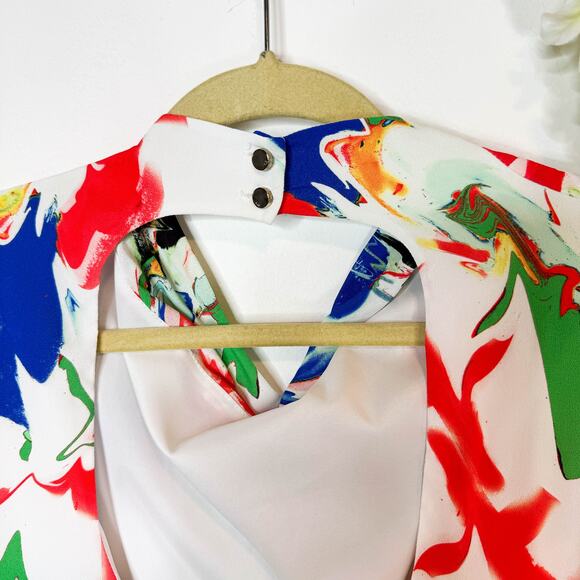 KAREN MILLEN abstract floral draped maxi dress open back 3266 - Picture 5 of 9